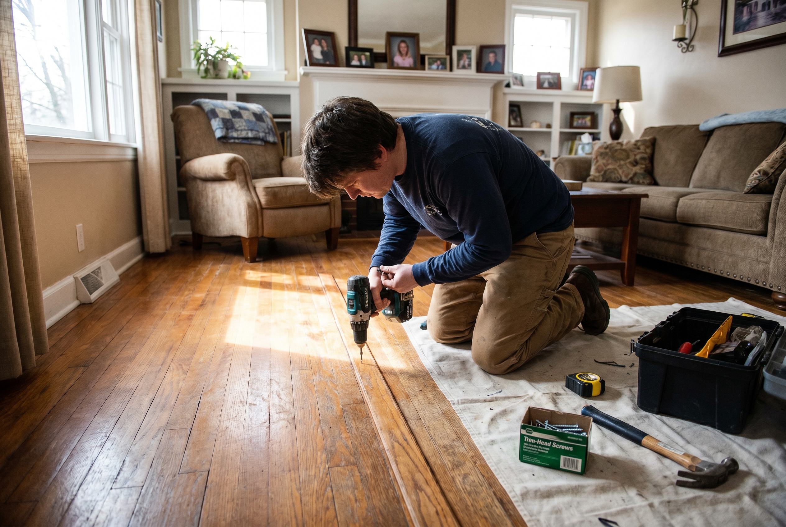 How to Repair Squeaky Floors From Above